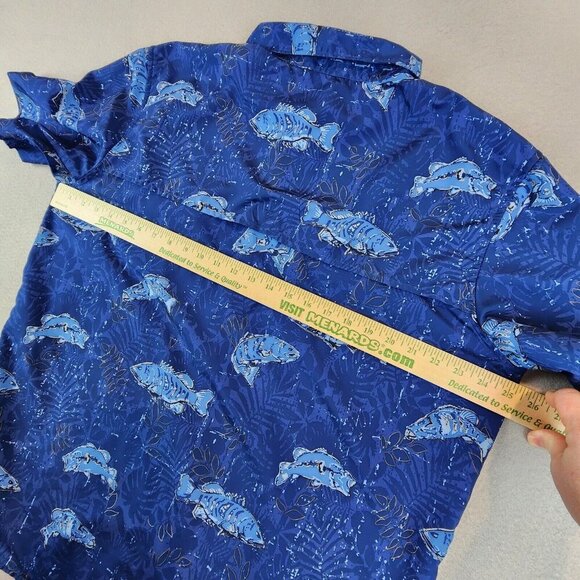 CHAPS x Ralph Lauren Mens‎ XL Camp Shirts Blue Fish Softshell Vent Button Up - Picture 9 of 10